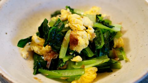 Komatsuna and Scrambled Egg Stir-Fry